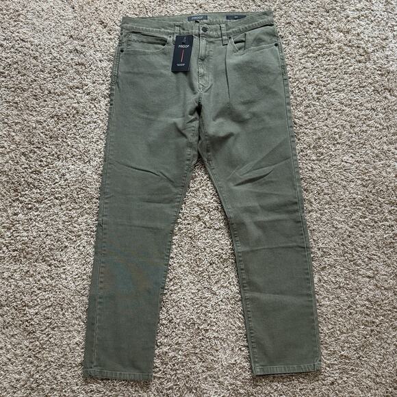 Proof Rover Pants Men’s Size 33x30 Green Slim Huckberry Stretch Canvas Gusseted - Picture 1 of 5